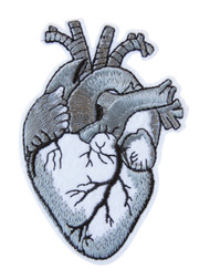 Grey Heart Embroidery Patch
