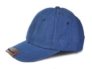 Top Headwear Leather Peak Trim Denim Baseball Cap