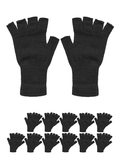 Fingerless Knit Gloves 12 pieces,