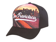 San Francisco City Sublimation Adjustable Hat - Black