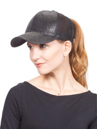 CC Glitter Pony Tail Outlet Mesh Adjustable Hat