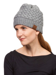 Gravity Threads Weave Pattern Knit Beanie