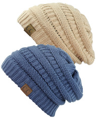 C.C Women's Knit Beanie Cap Hat (2 PACK)