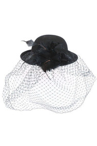 Feather Bowler Cap with French Lace