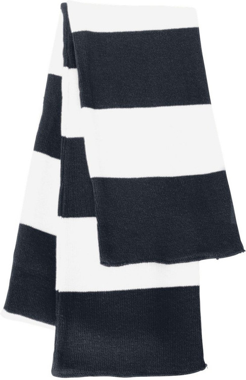 Sportsman - Rugby Striped Knit Scarf, Navy White