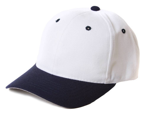 Curve Bill Adjustable Baseball Cap, White/Navy
