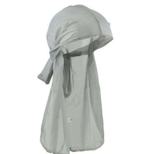 Sport Dorag Tie Down Long Tail Breathable Mesh Du-Rag Cap in Light Gray