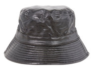 PU Black Leather Bucket Hat