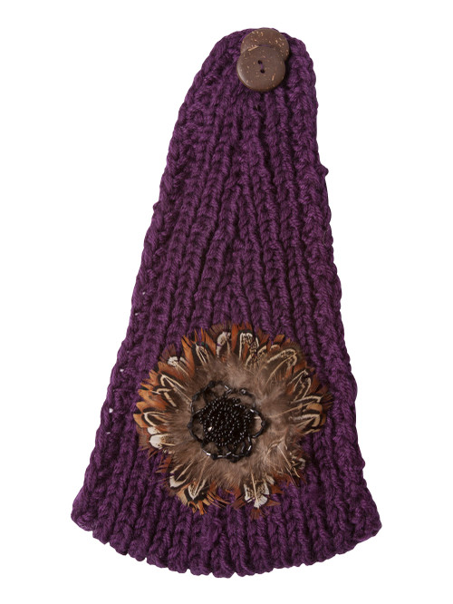 Crochet Knit Faux Feather Head Wrap
