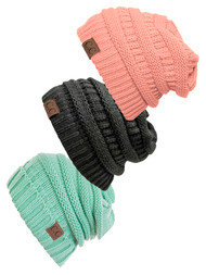 Women's 3-Pack Knit Beanie Cap Hat