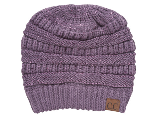 C.C Ponytail Knitted Beanie w/ Sequins