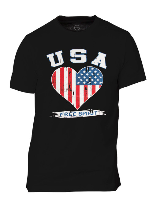 Men USA Heart Free Spirit Short-Sleeve T-Shirt
