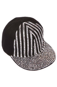 Womens Sequined Striped Baseball Cap