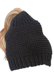 Womens Fitted Elastic Ponytail Knitted Beanie