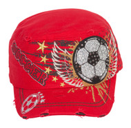 TopHeadwear Winged Soccer Ball Distressed Cadet Cap
