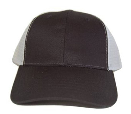 New Style Cotton Style Flat Bill Trucker Mesh Hat Cap - Black / White Mesh