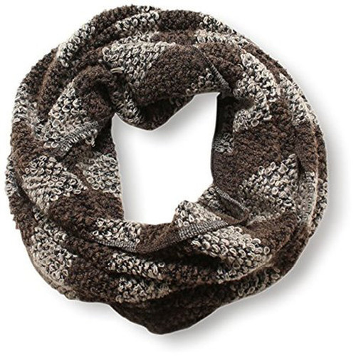 D&Y Women's Striped Textured Knit Infinity Scarf - Brown
