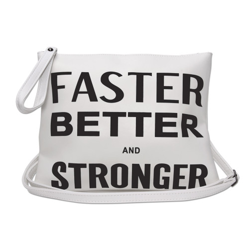 Faster Better Stronger White Clutch Bag