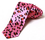 2' Trendy Skinny Tie  - Pink Red Cheetah Print