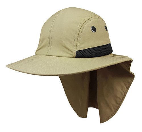 Top Headwear 4 Panel Large Bill Flap Hat - Khaki