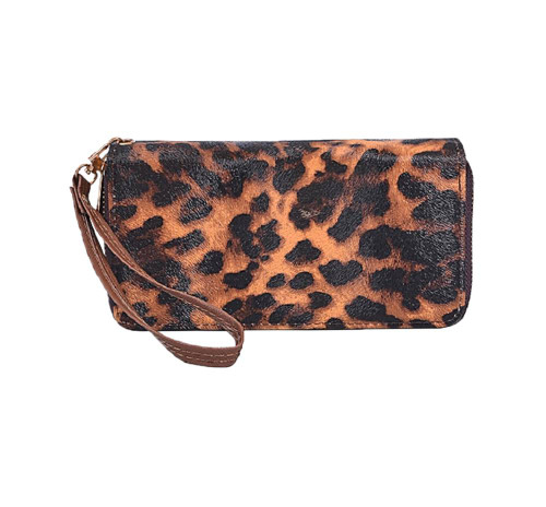 Womens Leopard Print Clutch Wallet