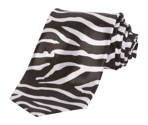 New Zebra Print Tie - Black / White