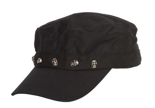 Clover Skulls Band Newsboy Cap - Black