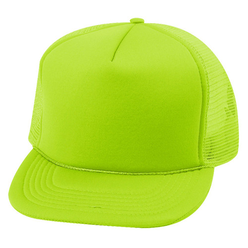 5 Panel Neon Color Poly Mesh Cap - Neon Green