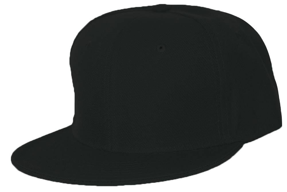 Plain Fitted Flat Bill Hat - Black - Gravity Trading