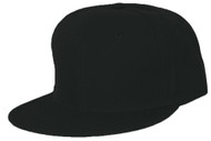 Plain Fitted Flat Bill Hat - Black