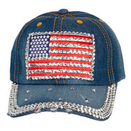 Top Headwear Studded USA Flag Baseball Cap