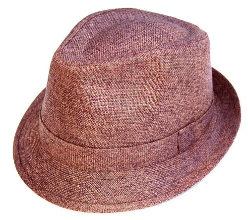 Classic Vintage Woven Fedora Hat- Brown