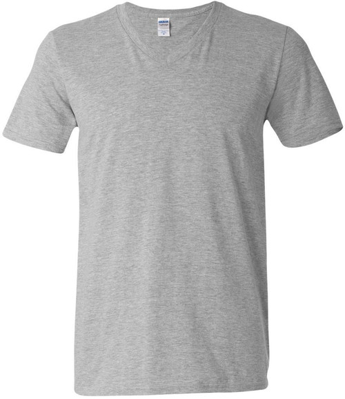 Gildan Adult Softstyle Cotton V-Neck T-Shirt, Sport Grey