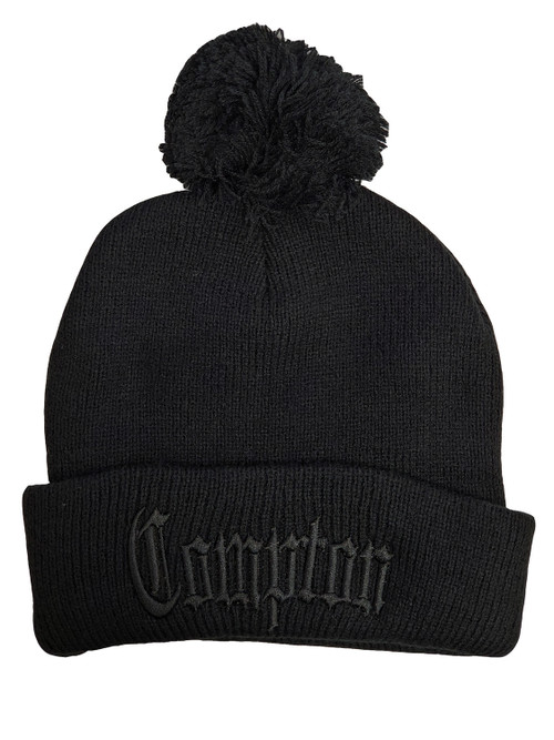 City Compton Los Angeles Beanie Blackout with Pom