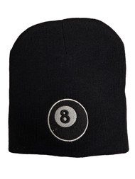 Magic 8 Ball Pool Patched Black Cuffless Knit Beanie