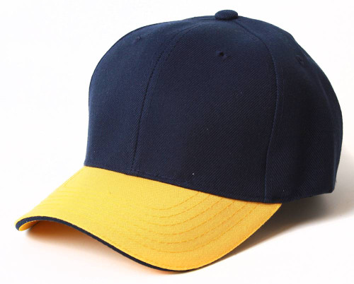 Top Headwear Baseball Cap Hat- Navy/Gold