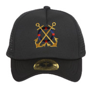 Golden Anchors Black Adjustable Trucker Hat