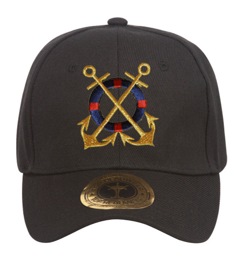 Golden Anchors Black Adjustable Baseball Cap