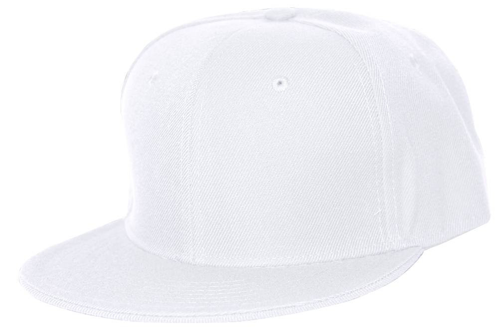 Plain Fitted Flat Bill Hat White Gravity Trading