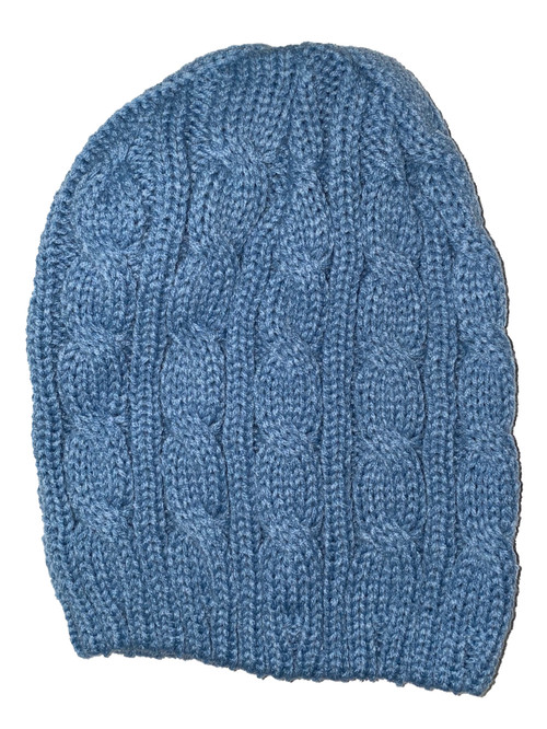 Thick Knitted Cuffless Beanie, Light Blue