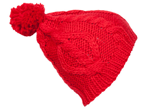 Top Headwear Crochet Knitted Beanie w/ Pom - Red