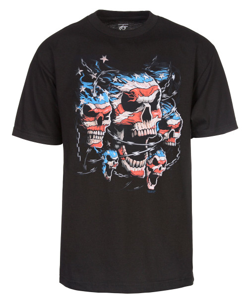 Men's Patriotic Skulls Short-Sleeve T-Shirt, Black