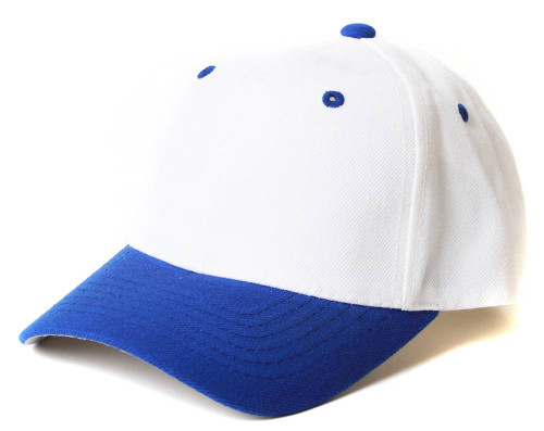 Top Headwear Baseball Cap Hat- White/Royal Blue