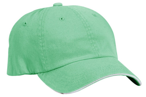 Sandwich Bill Cap with Striped Closure, Color: Spearmint/Whit, Size: One Size