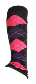 Women's Stretch Leg Warmers one pack   Argyle Purple and Hot Pink
