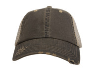 Top Headwear Distressed  Wash Herringbone Trucker Hat