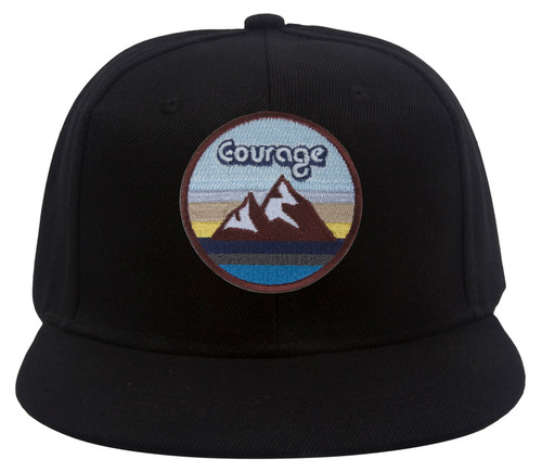 Top Headwear Courage with Mountains Patch Snapback Cap