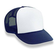Retro Foam & Mesh Trucker Baseball Hat,Navy Blue/ White