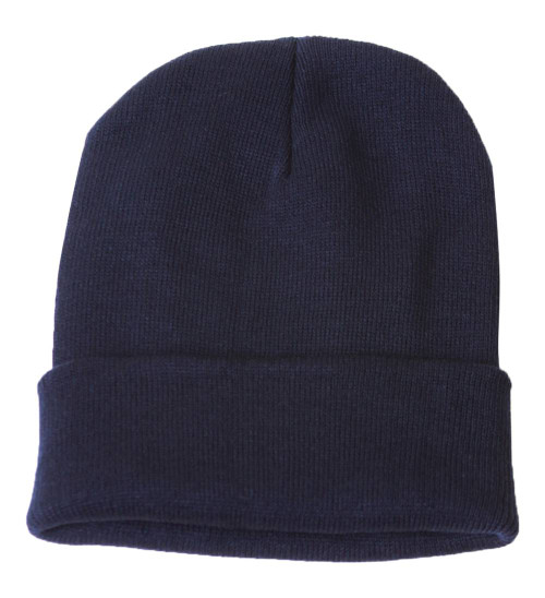 Blank Long Cuff Beanie - Navy Blue