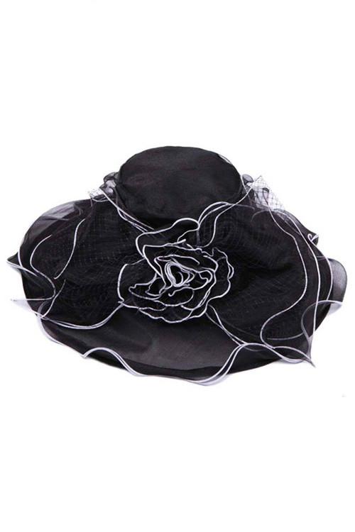 Womens Bucket Sun Hat w/ Floral Veil Bow